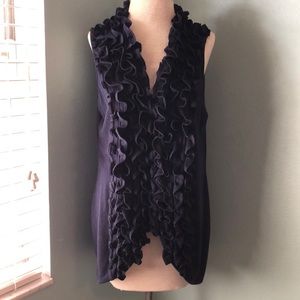 Versona Ruffle Front Navy Knit Vest